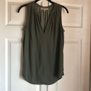 LOFT sage green sleeveless blouse